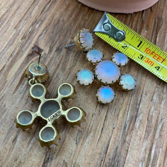 J.Crew Iridescent Crystal Cluster Flower Drop Gold Tone Stud Earrings - Picture 5 of 5